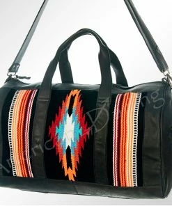 American Darling Black Leather/Saddle Blanket Duffle Bag