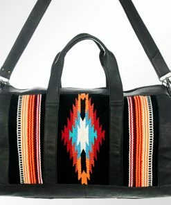 American Darling Black Leather/Saddle Blanket Duffle Bag