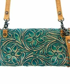 American Darling Bags Turquoise Tooled Clutch W/ Shoulder Strap