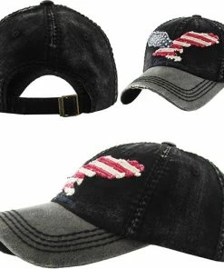 K & B Trading Eagle Silhouette With American Flag Ball Cap