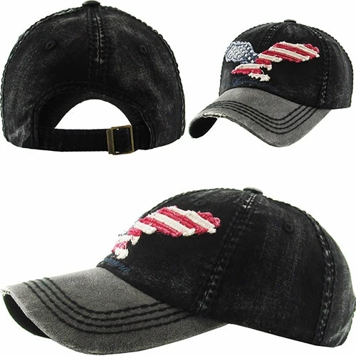 K & B Trading Eagle Silhouette With American Flag Ball Cap
