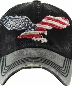 K & B Trading Eagle Silhouette With American Flag Ball Cap