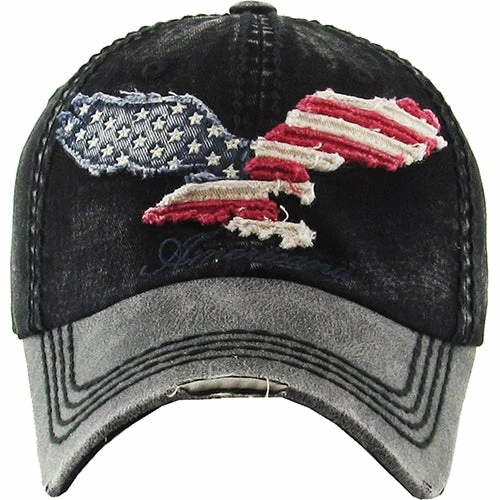 K & B Trading Eagle Silhouette With American Flag Ball Cap