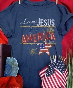 Fashiongo Loves Jesus & American T-shirt T-Shirts