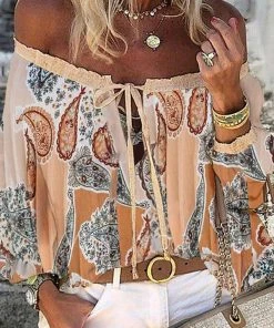 Today Fashion Off The Shoulder Bohemian Ruched Blouse