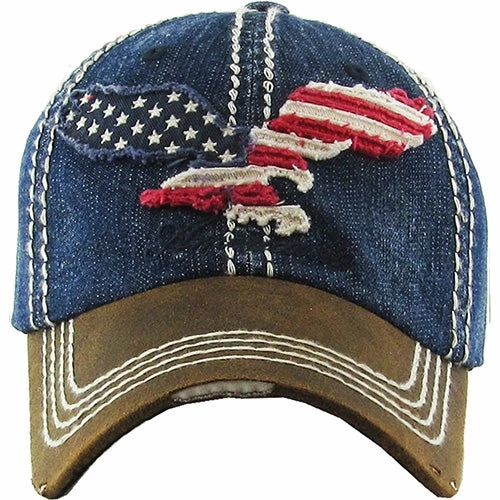 K & B Trading Eagle Silhouette With American Flag Ball Cap
