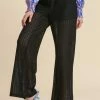 Umgee Sheer Elastic Waist Lace Detail Palazzo Pants