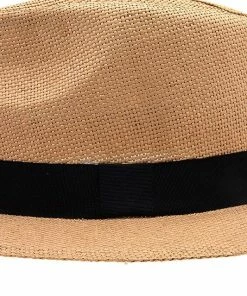 Andrea Bijoux BLACK BAND ACCENT STRAW FEDORA SUN HAT -2 Colors Ball Caps