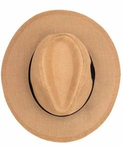 Andrea Bijoux BLACK BAND ACCENT STRAW FEDORA SUN HAT -2 Colors Ball Caps