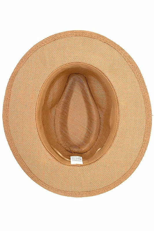 Andrea Bijoux BLACK BAND ACCENT STRAW FEDORA SUN HAT -2 Colors Ball Caps