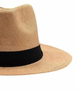 Andrea Bijoux BLACK BAND ACCENT STRAW FEDORA SUN HAT -2 Colors Ball Caps
