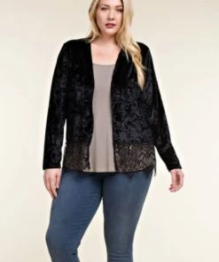 VOCAL Plus Velvet Long Sleeve Cardigan Ladies