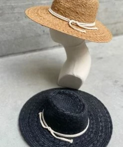 Love & Thyme Traditional Weave Straw Hat With Cord String Hat Band Ball Caps