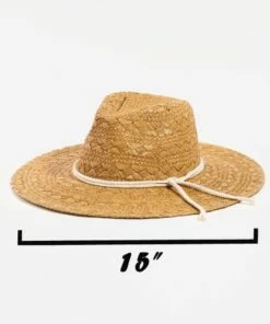 Love & Thyme Traditional Weave Straw Hat With Cord String Hat Band Ball Caps