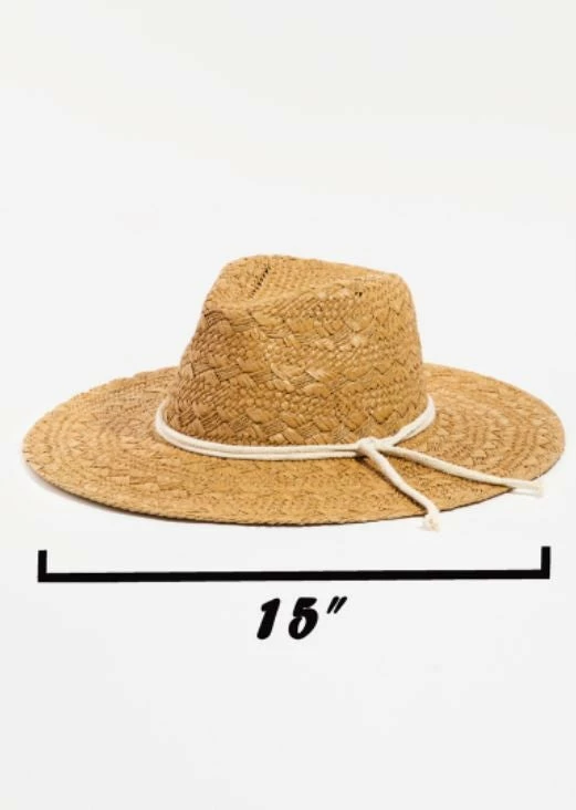 Love & Thyme Traditional Weave Straw Hat With Cord String Hat Band Ball Caps