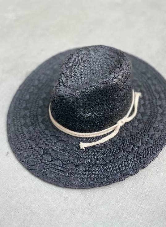 Love & Thyme Traditional Weave Straw Hat With Cord String Hat Band Ball Caps