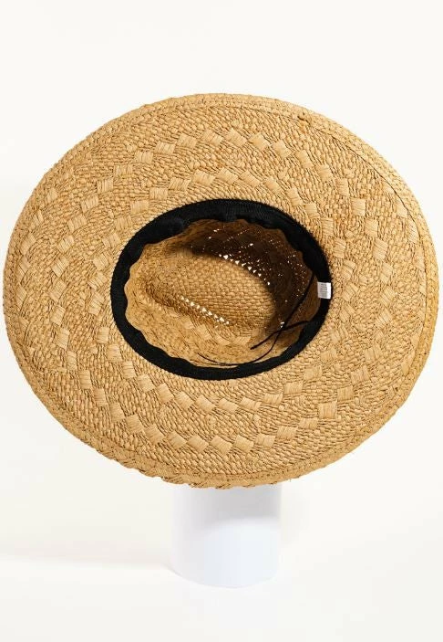 Love & Thyme Traditional Weave Straw Hat With Cord String Hat Band Ball Caps