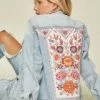 Savanna Jane Accessories Denim Jacket W/ Floral Embroidery