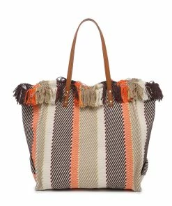 Jen & Co Bags Madison Handwoven Striped Tote