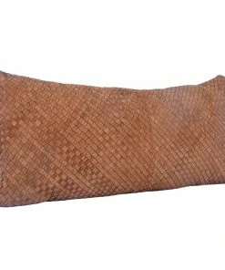 HiEnd Woven Leather Suede Lumbar Pillow