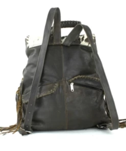 Bacci Women's Leather Bacci Brown Hair On Hide Leather Backpack