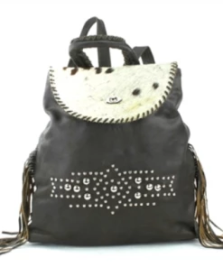 Bacci Women's Leather Bacci Brown Hair On Hide Leather Backpack