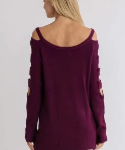Umgee USA Boat Neck Sweater With Cutout Long Sleeves Sweater Sweaters