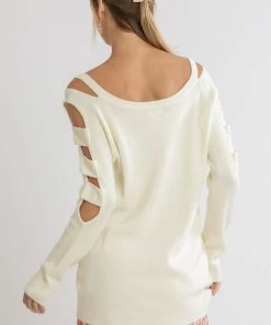 Umgee Boat Neck Sweater With Cutout Long Sleeves Sweaters