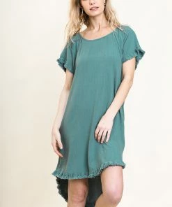 Umgee USA Round Neck Pocket Dress~Umgee Lagoon