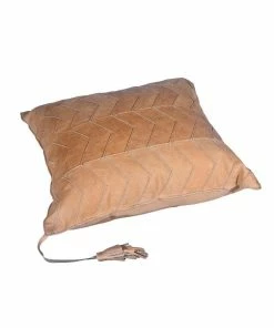 HiEnd Decor Chevron Leather Trow Pillow W/ Tassel, 20X20