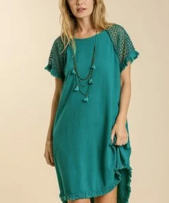 UMGEE Linen Blend Crochet Dress Dresses