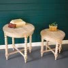 Kalalou Decor Round Wooden Side Tables With Turned Legs