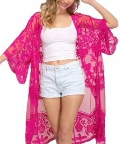 She + Sky Lace Kimono Or Cover Up