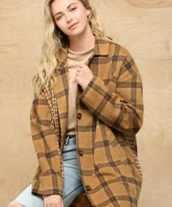 GiGio Blouses Mixed Oversize Coat With Pockets And Button
