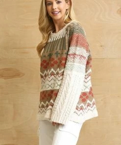 GiGio Textured Mixed Sweater Top