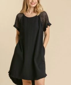 UMGEE Linen Blend Crochet Dress Dresses