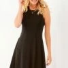 Charlie Paige Ladies Black Sleeveless A-Line Knit Dress