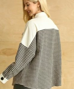 GiGio Blouses Houndstooth And Corduroy Mixed Shacket