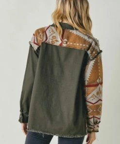 Davi&Dani Aztec Printed Button Down Shacket Jackets
