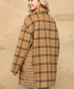 GiGio Blouses Mixed Oversize Coat With Pockets And Button