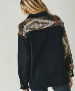 Davi&Dani Aztec Printed Button Down Shacket Jackets
