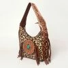 American Darling Bags Animal Print Tooled Leather Purse With Fringe