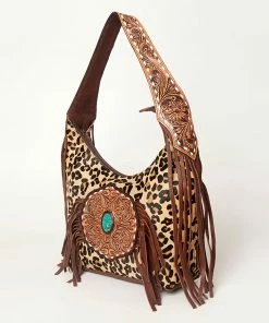 American Darling Bags Animal Print Tooled Leather Purse With Fringe