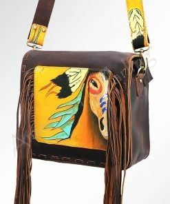 American Darling Brown Leather Painted Horse Head W/ Fringe
