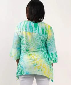 Adore Apparel Burnout Bell Sleeve Top - Green/Multicolor Accessories
