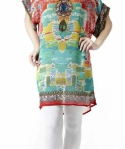 Orange Fashion Orange Digital Printed Chiffon Tunic Tunics