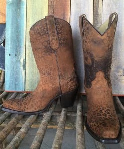 Corral Cheetah Mid Calf Distressed Boot- A2867 (PM) Boots