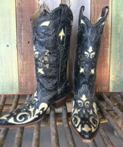 Corral Boots Bone Lizard Overlay Western Pointy J Toe C2116 (PM)