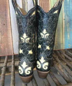 Corral Boots Bone Lizard Overlay Western Pointy J Toe C2116 (PM)