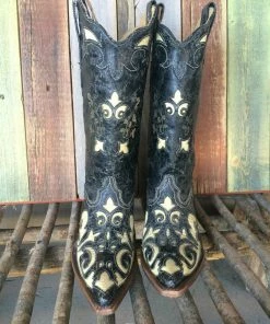 Corral Boots Bone Lizard Overlay Western Pointy J Toe C2116 (PM)